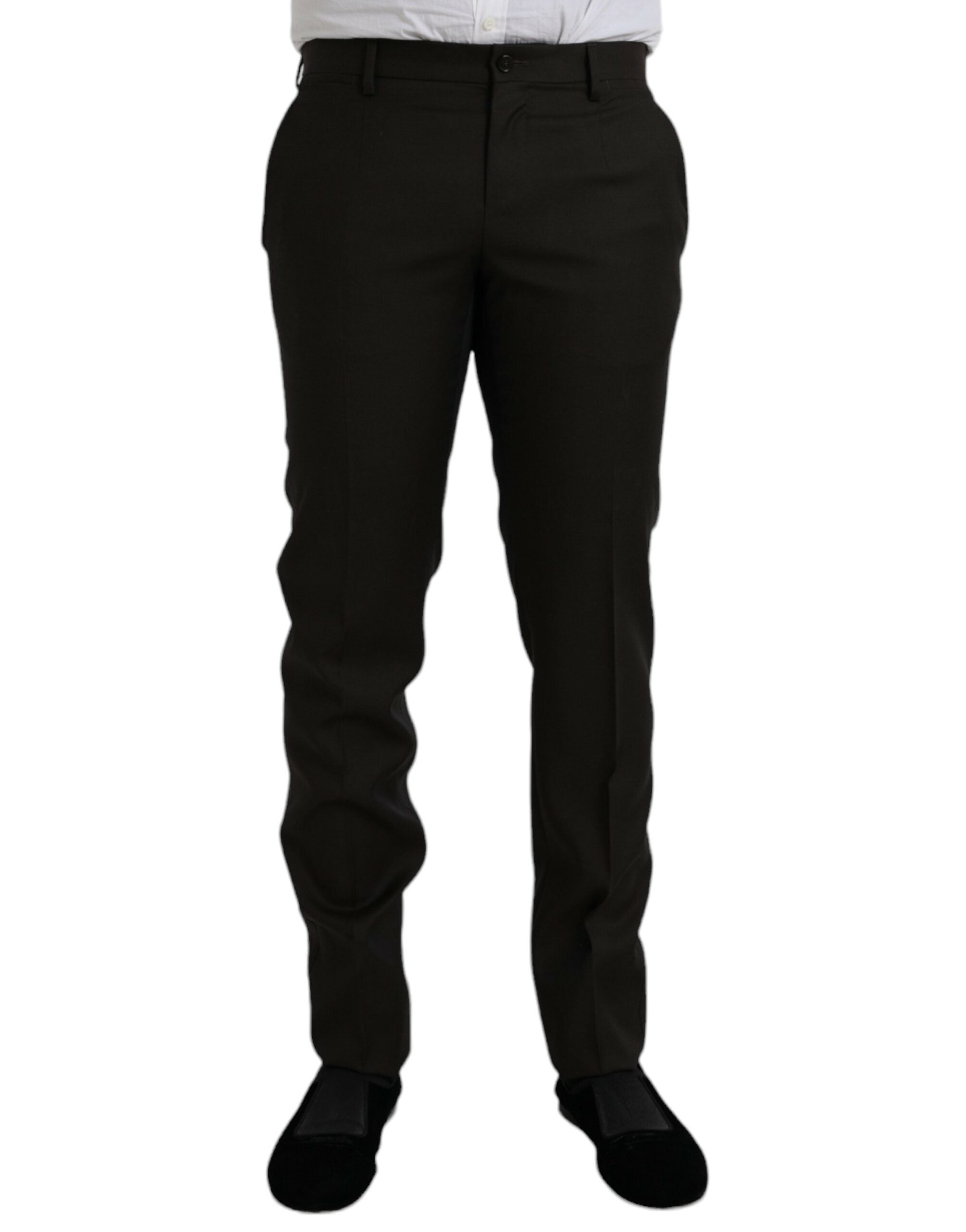 Virgin Wool and Silk Blend Trousers — Brown