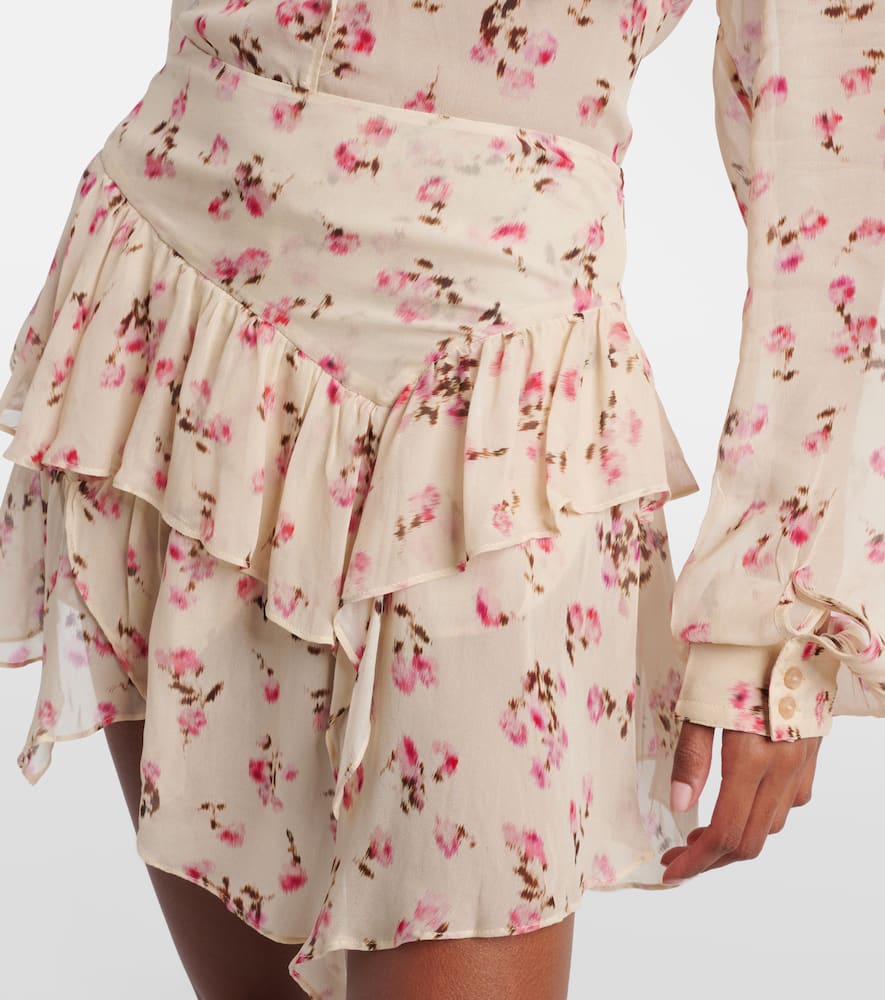 Floral ruffled miniskirt