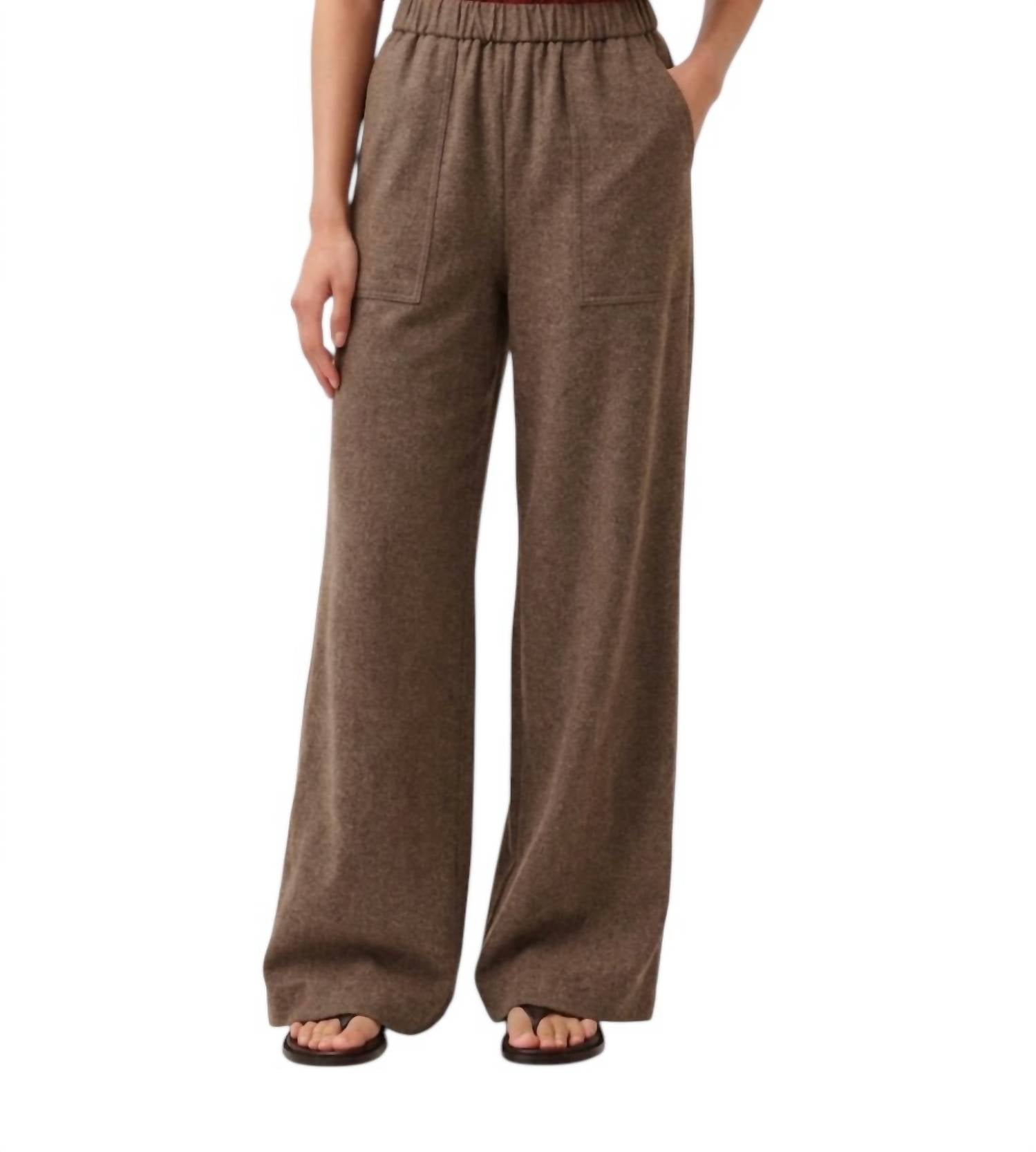 Perillo Wide Leg Pant In Dark Taupe