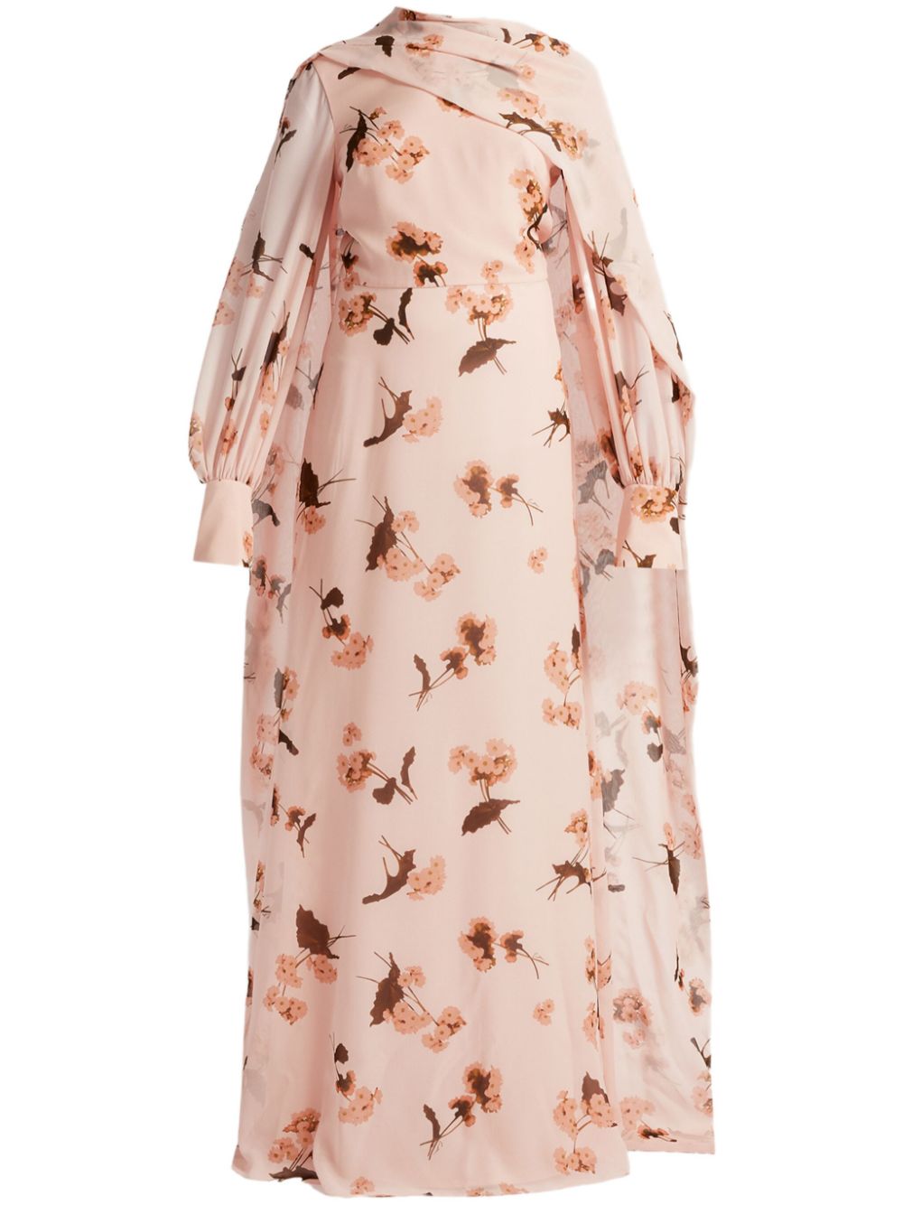 Draped long-sleeve gown - Pink