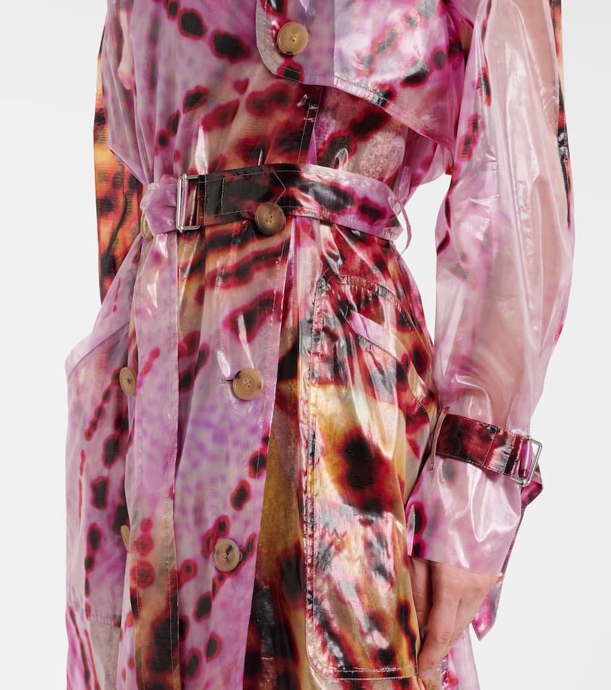 Printed double-breasted trench coat