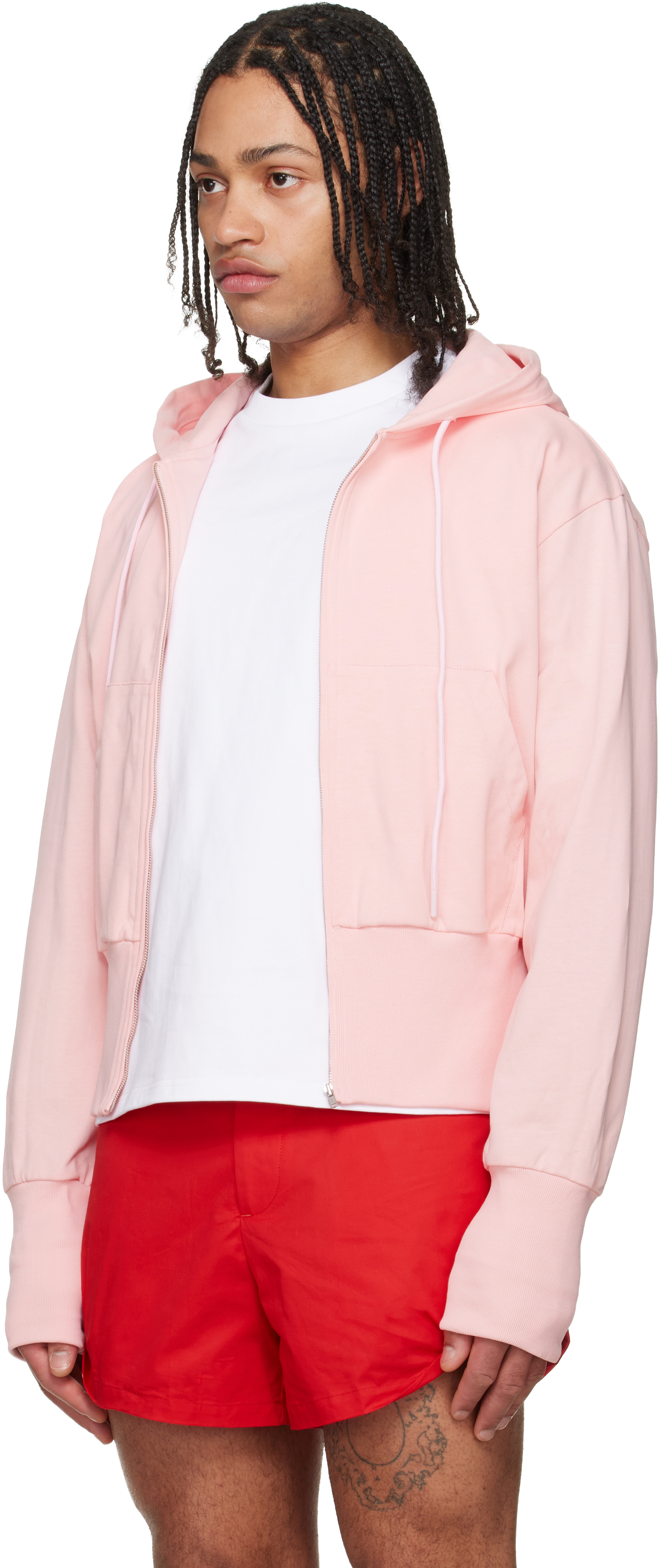 Pink Wide Band Zip-Up Hoodie