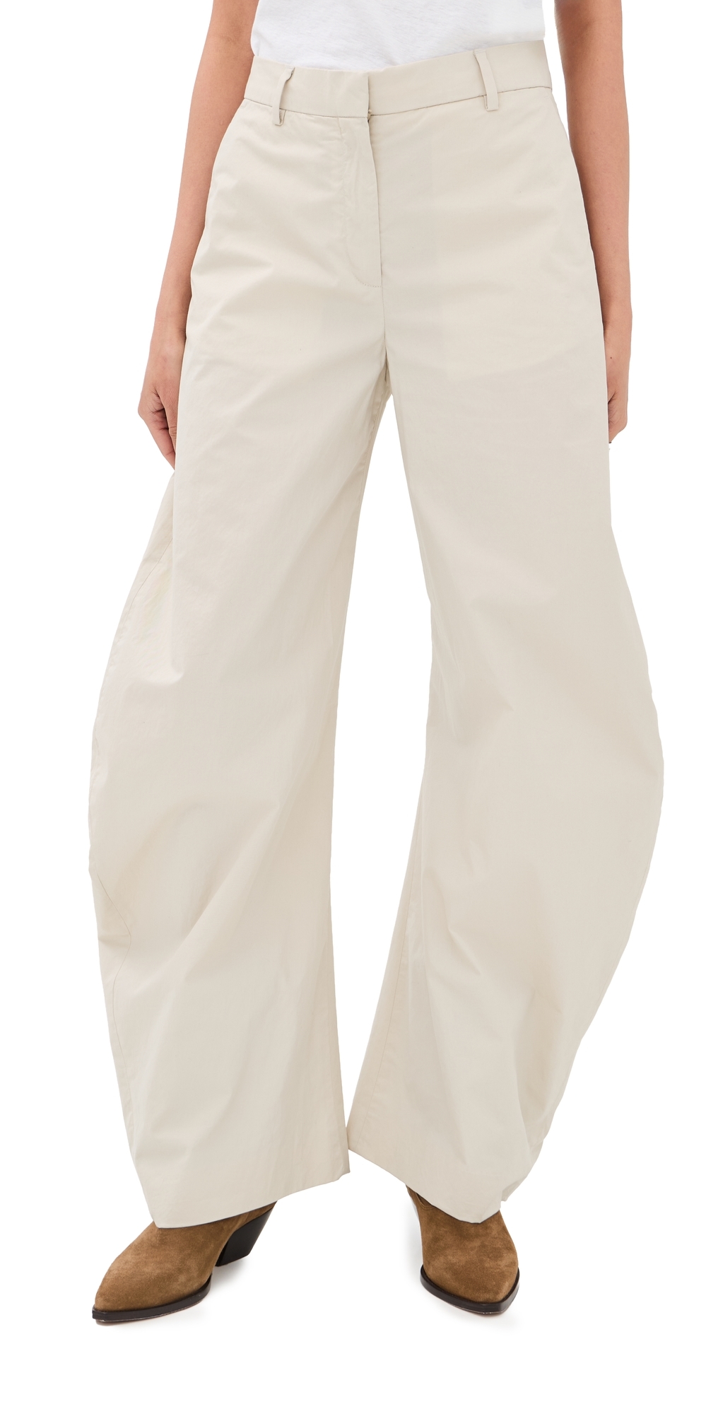 Barrel Leg Trousers Light Beige