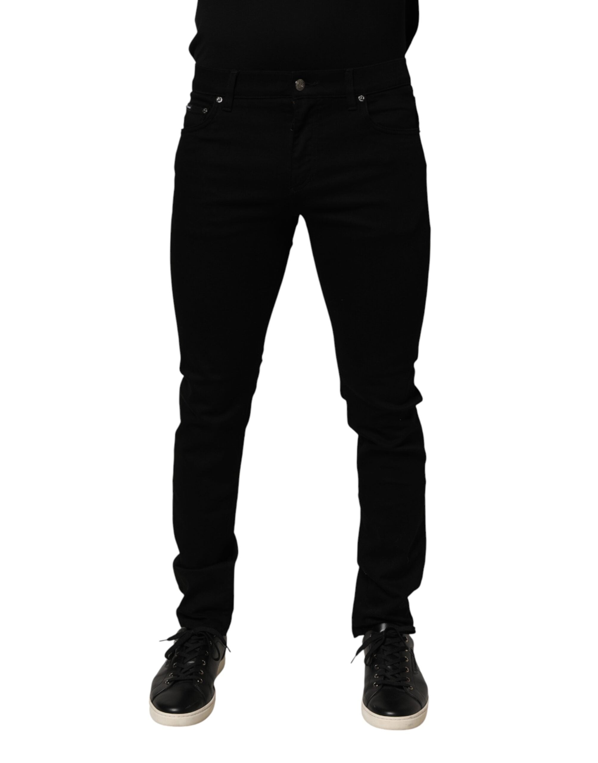 Stretch Cotton Slim Fit Jeans — Black