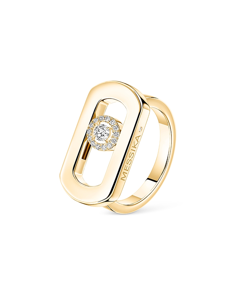 So Move Diamond Link Signet Ring in 18K Yellow Gold, 0.06 tcw