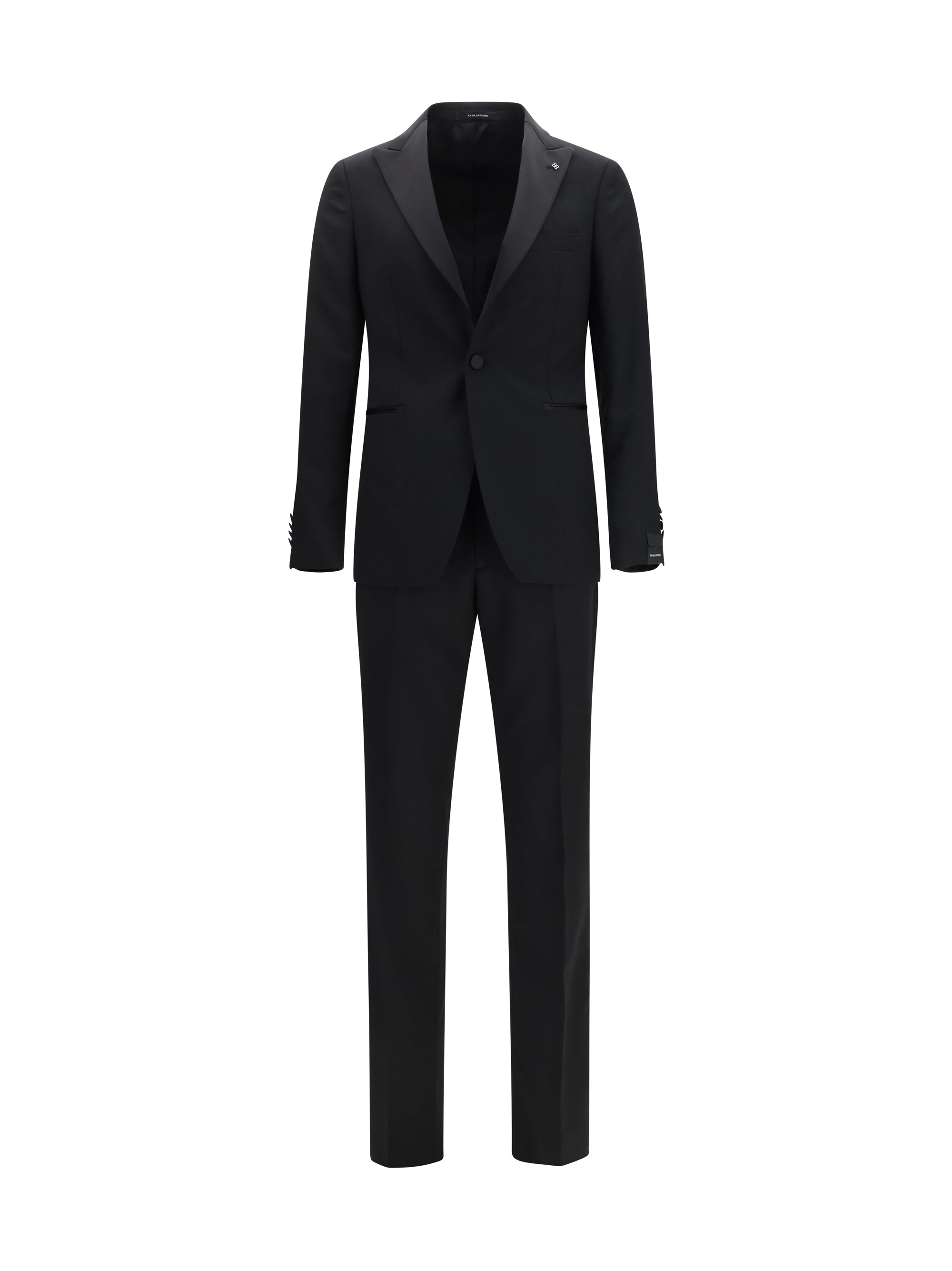 Single-Breasted Virgin Wool Pant Suit — Black