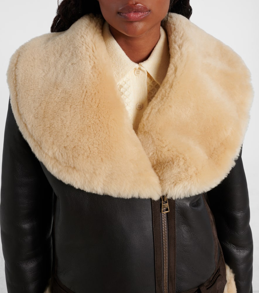 Shearling-trimmed leather jacket