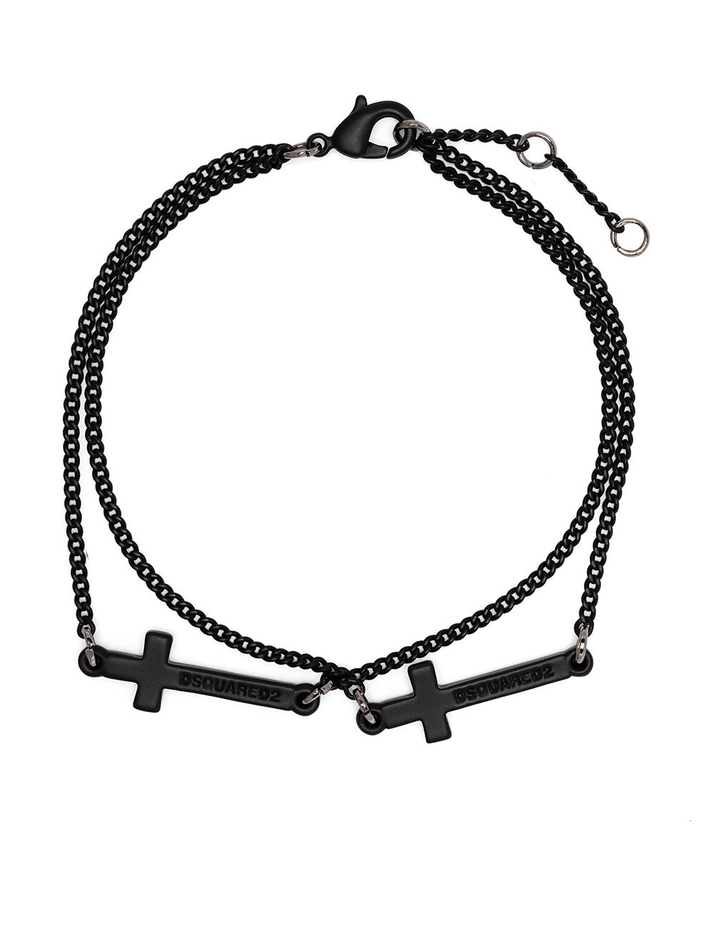 Layered cross charm bracelet - Black