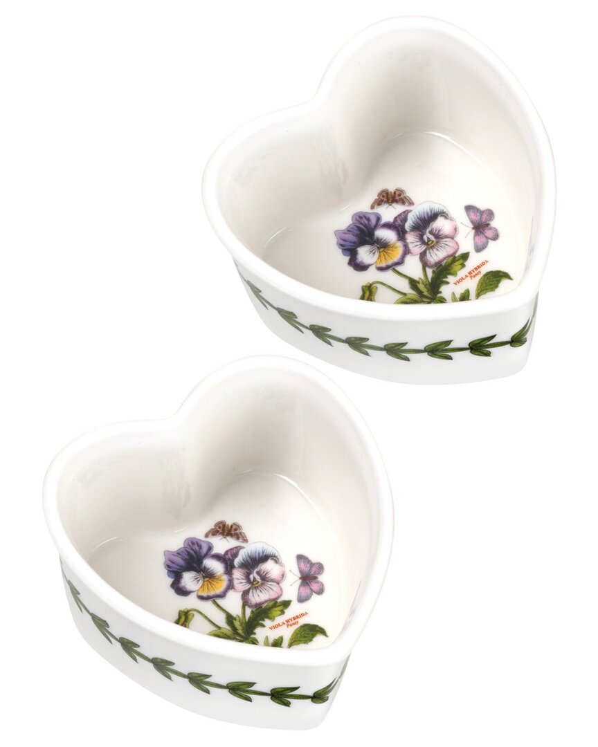 Portmeirion Botanic Garden Pansy Set of 2 Heart-Shaped Ramekins