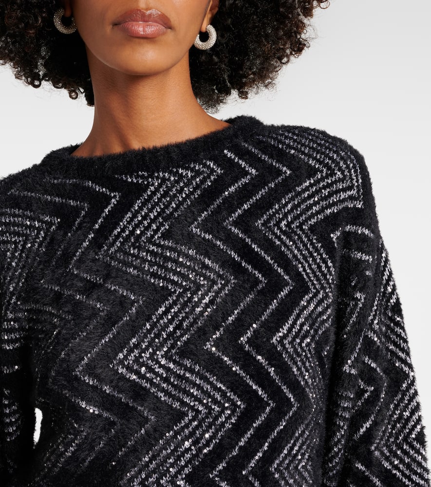 Zig Zag metallic knit sweater