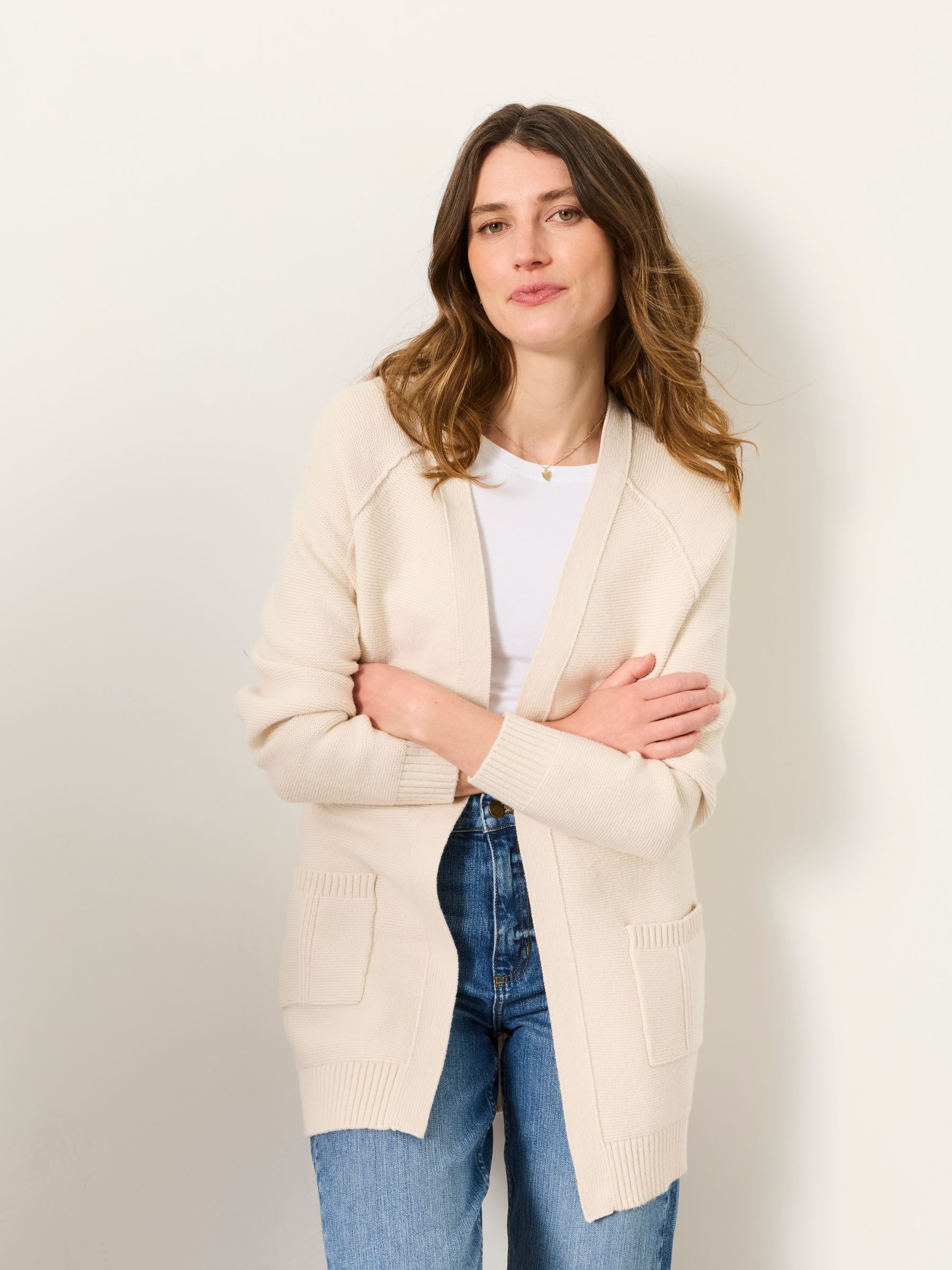 FatFace Bronwyn Ivory Edge to Edge Longline Cardigan