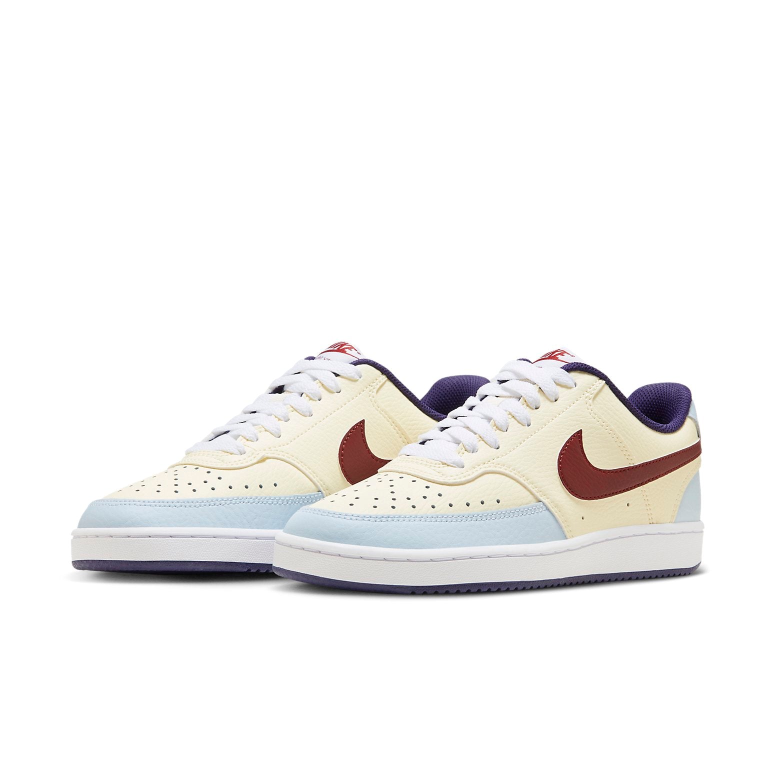 (WMNS) Court Vision 1 Low 'Beige Blue Burgundy'