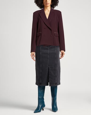 Woman Blazer Burgundy Size 10 Polyester, Elastane