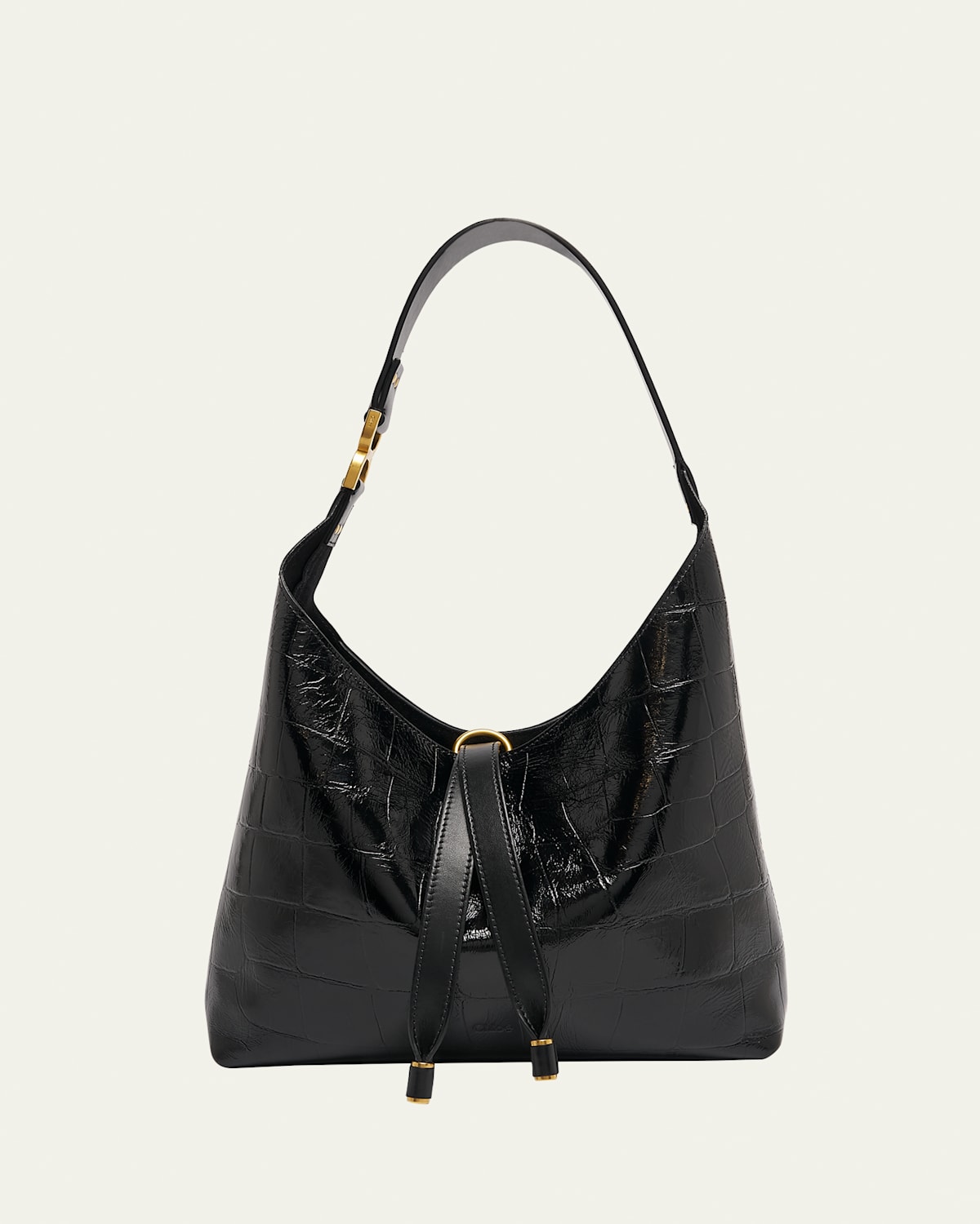 Marcie Small Hobo Bag in Croc-Embossed Leather