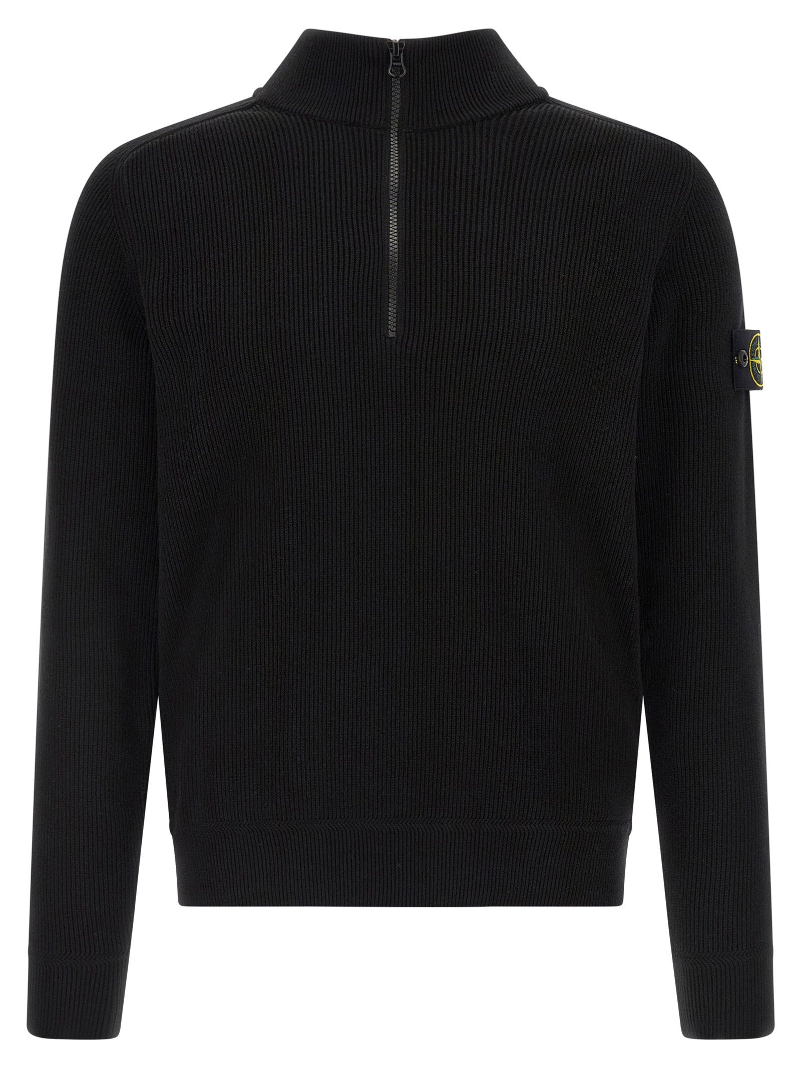 Ribbed Cotton Sweater — Black
