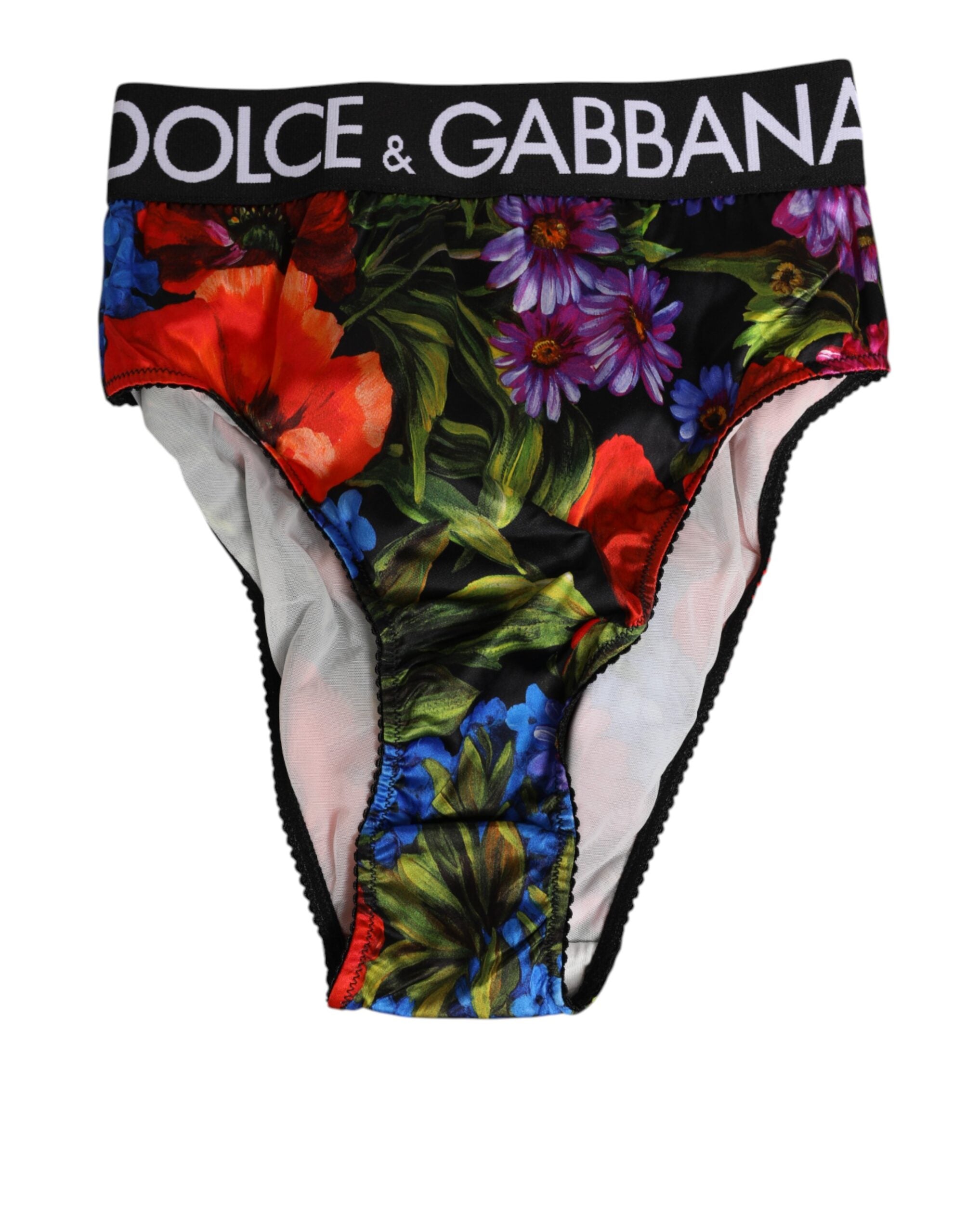 Multicolor Floral Print Brief — Black