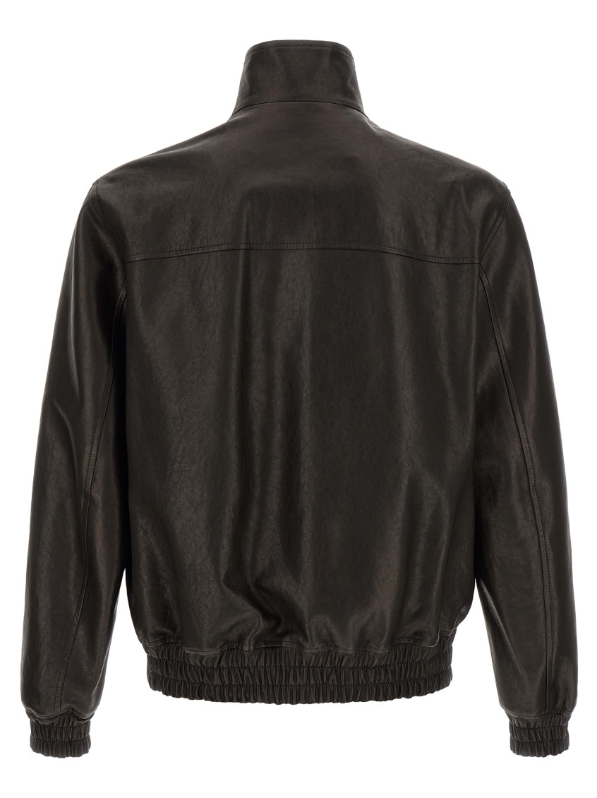 Black Solid Leather Jacket