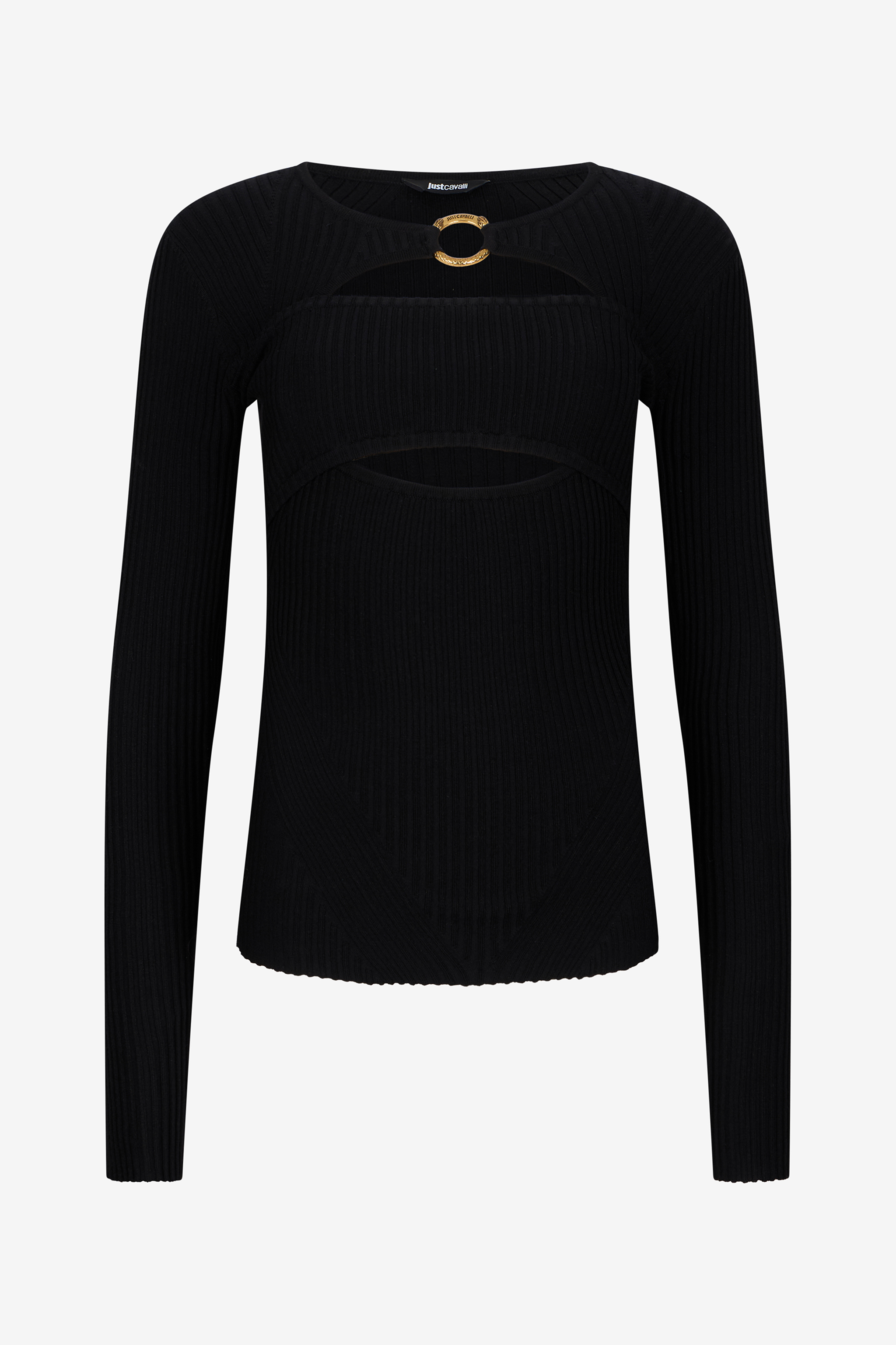 Black Ribbed Cut-out Sweater