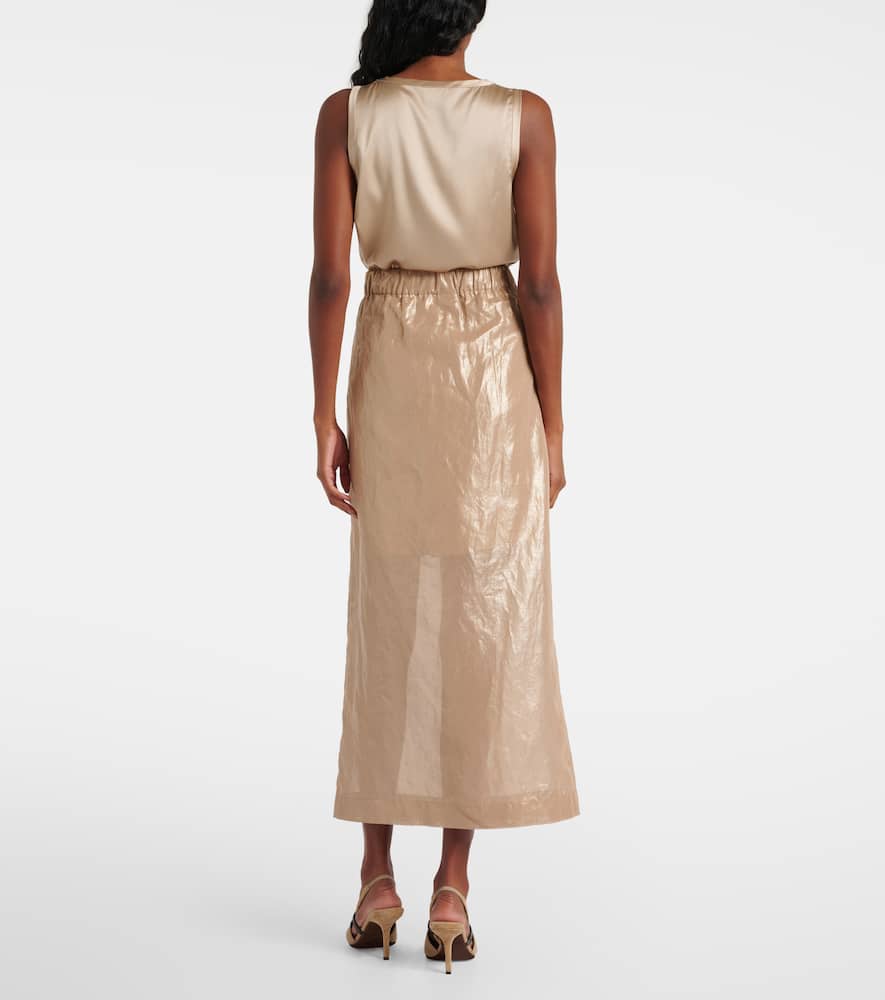 Coated cotton wrap skirt