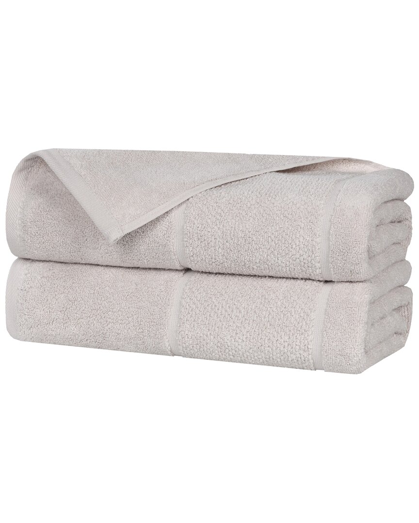 Superior Set of 2 Mile Smart Twist Cotton Medium Weight Solid Broad Border  Bath Sheets