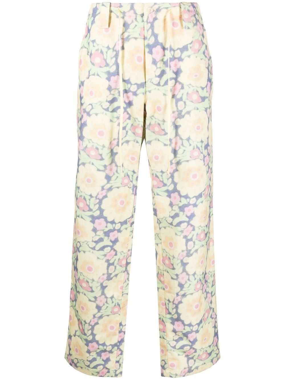 Floral-print straight-leg trousers - Yellow