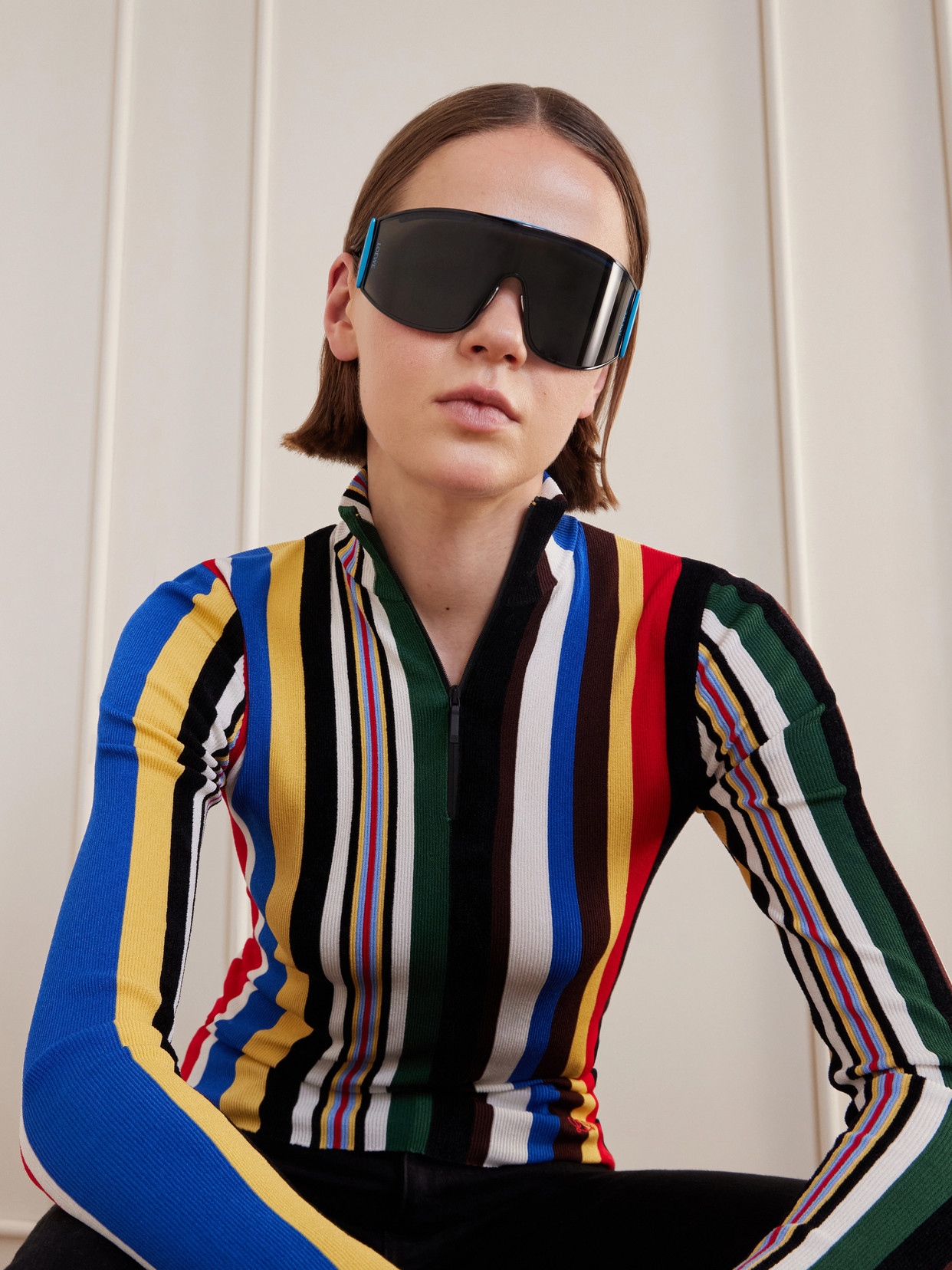 Metal Mask-frame Sunglasses - Gray