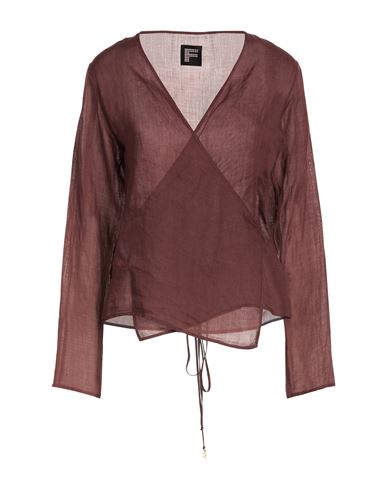Woman Top Chocolate brown Size L Ramie