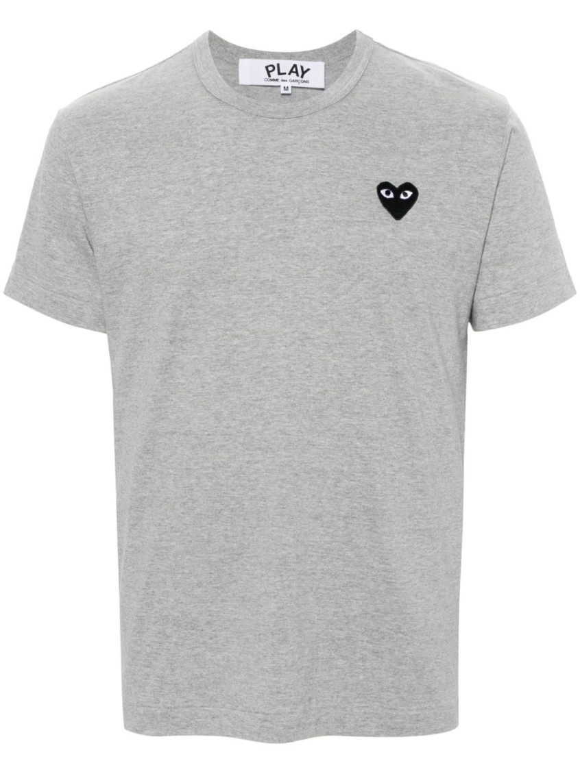 Grey Crew Neck Heart Patch T-shirt