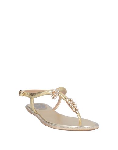 Rene' Caovilla Woman Thong sandal Platinum Size 6.5 Textile fibers