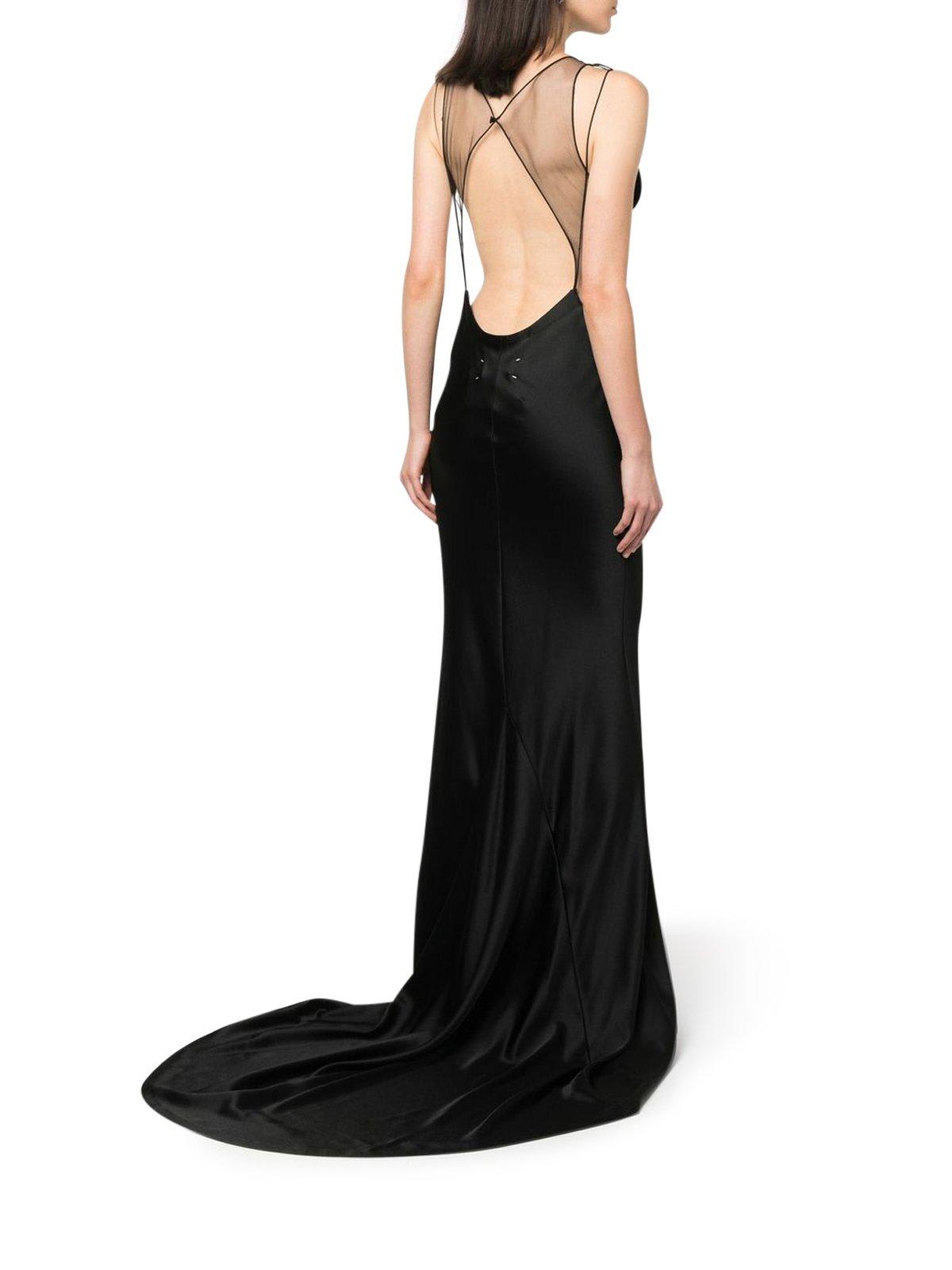 Mesh-detail fishtail gown