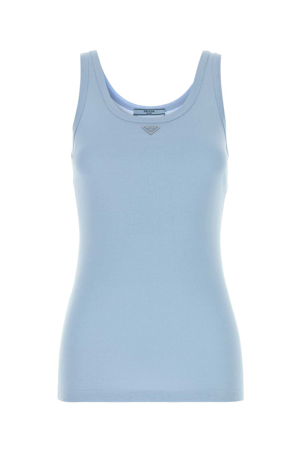 Ribbed Cotton Tank Top — Blue