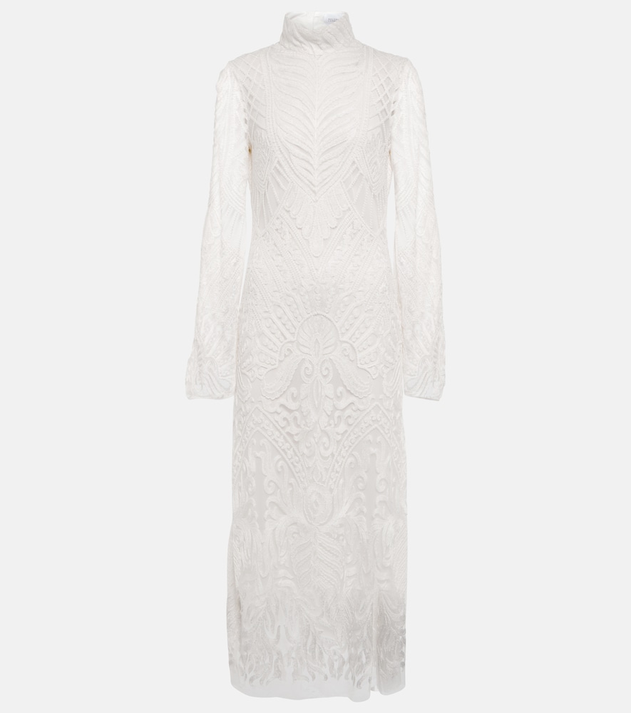 Galvan Bridal Borghese backless lace midi dress