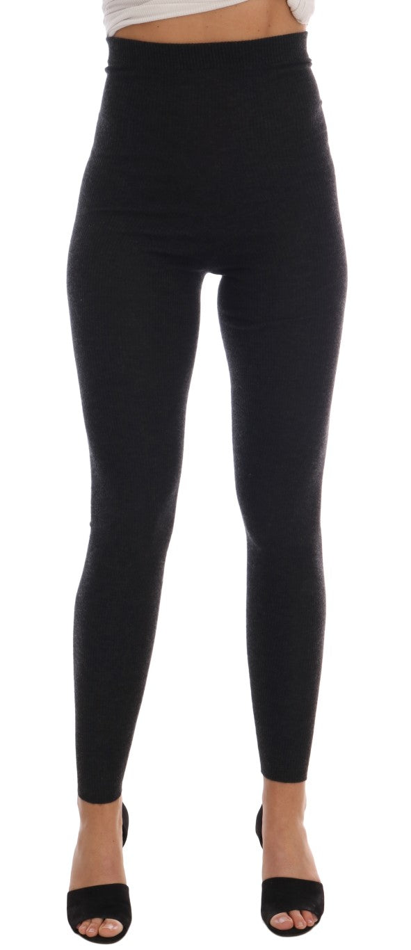 Cashmere Ribbed Stretch Leggings — Gray