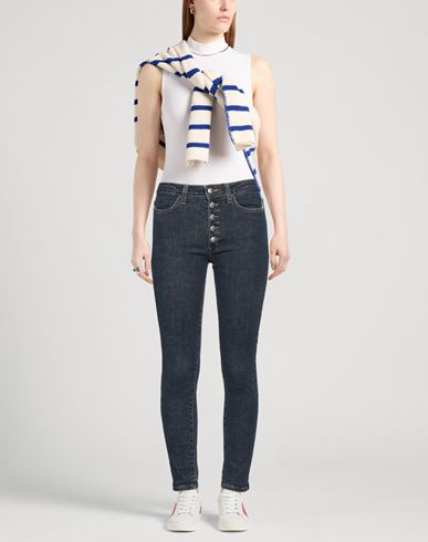 Woman Jeans Blue Size 24 Cotton, Elastane