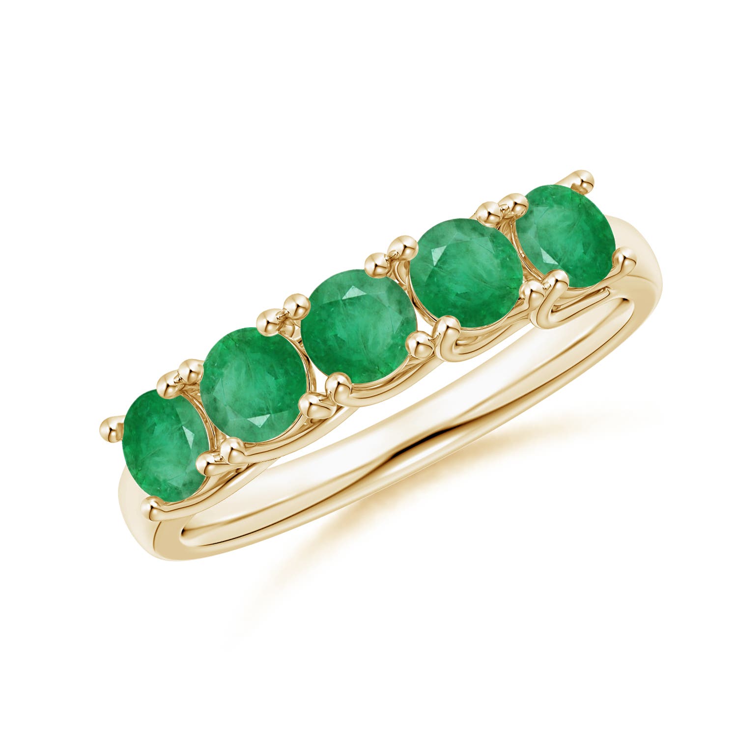 Angara 1.0 Carat Half Eternity Five Stone Emerald Wedding Band in 18K Yellow Gold