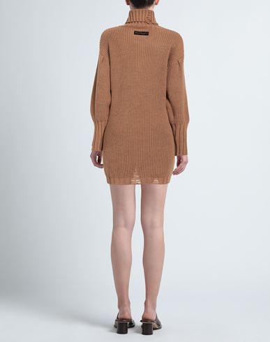 Woman Mini dress Camel Size L Acrylic, Polyester