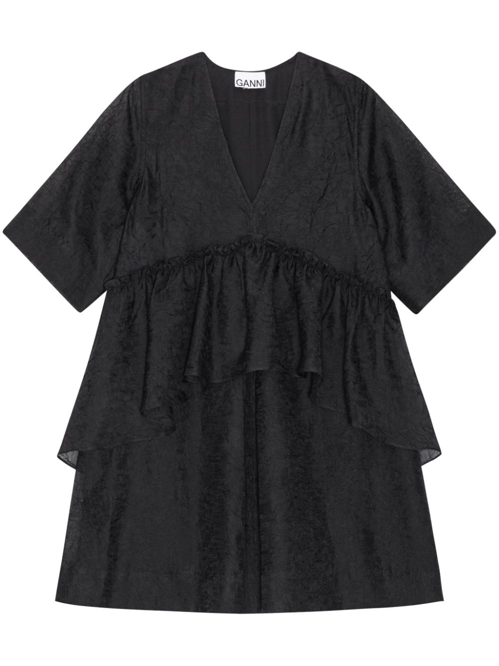 Crinkled georgette minidress - Black