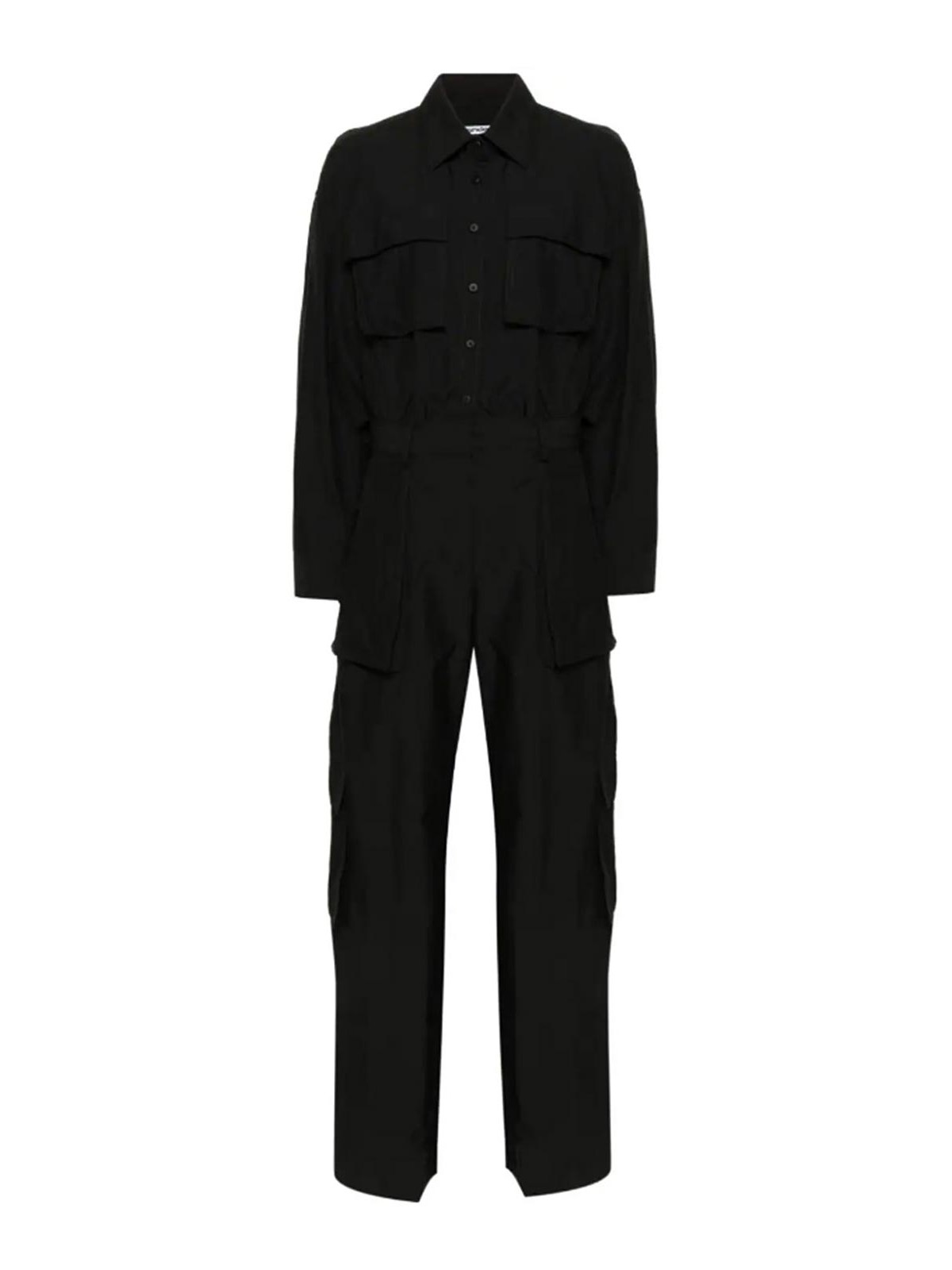 Cotton blend classic collar jumpsuit