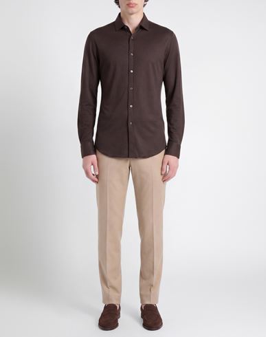 Man Shirt Chocolate brown Size S Wool