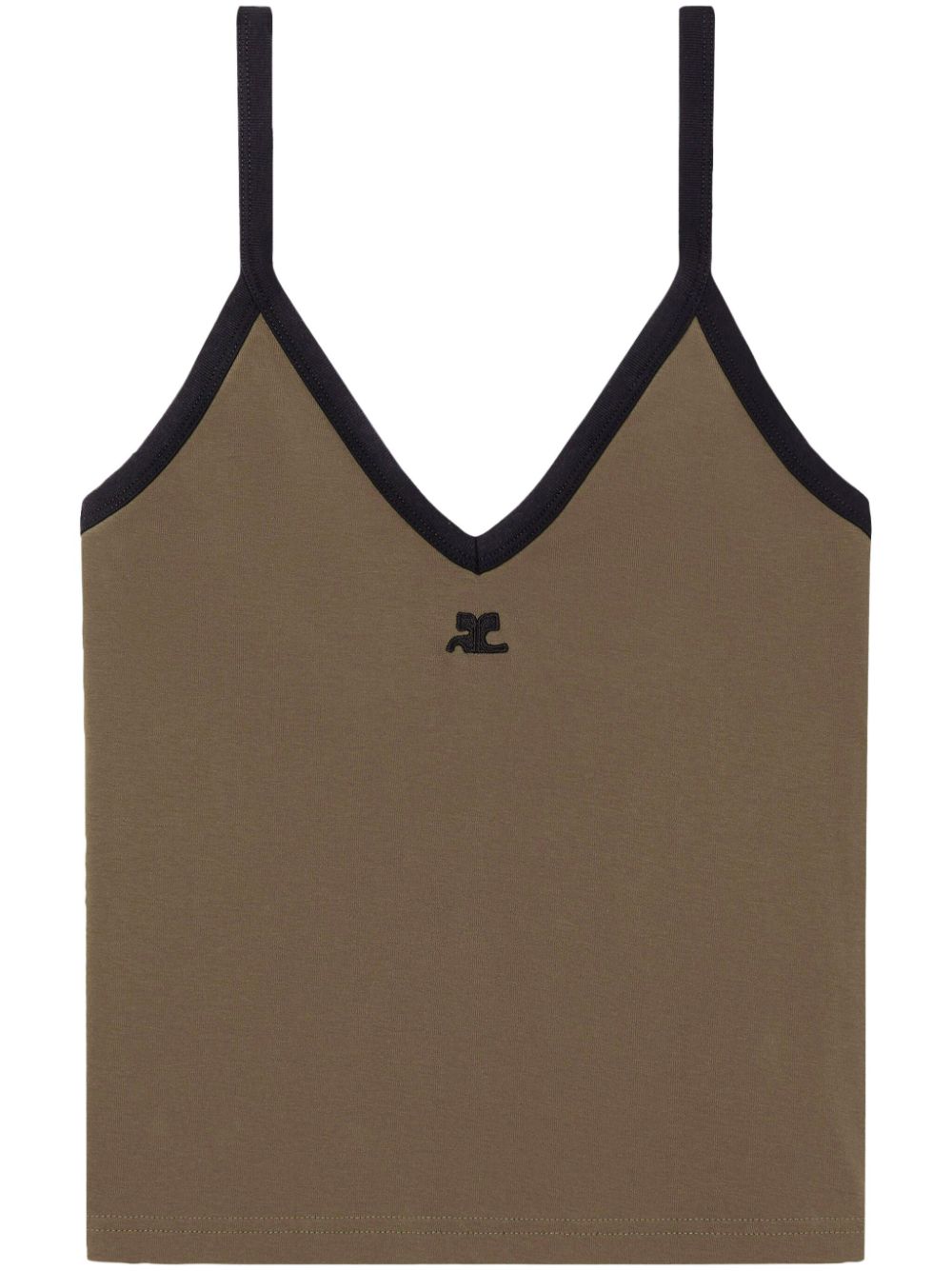 Contrast V-neck tank top - Green