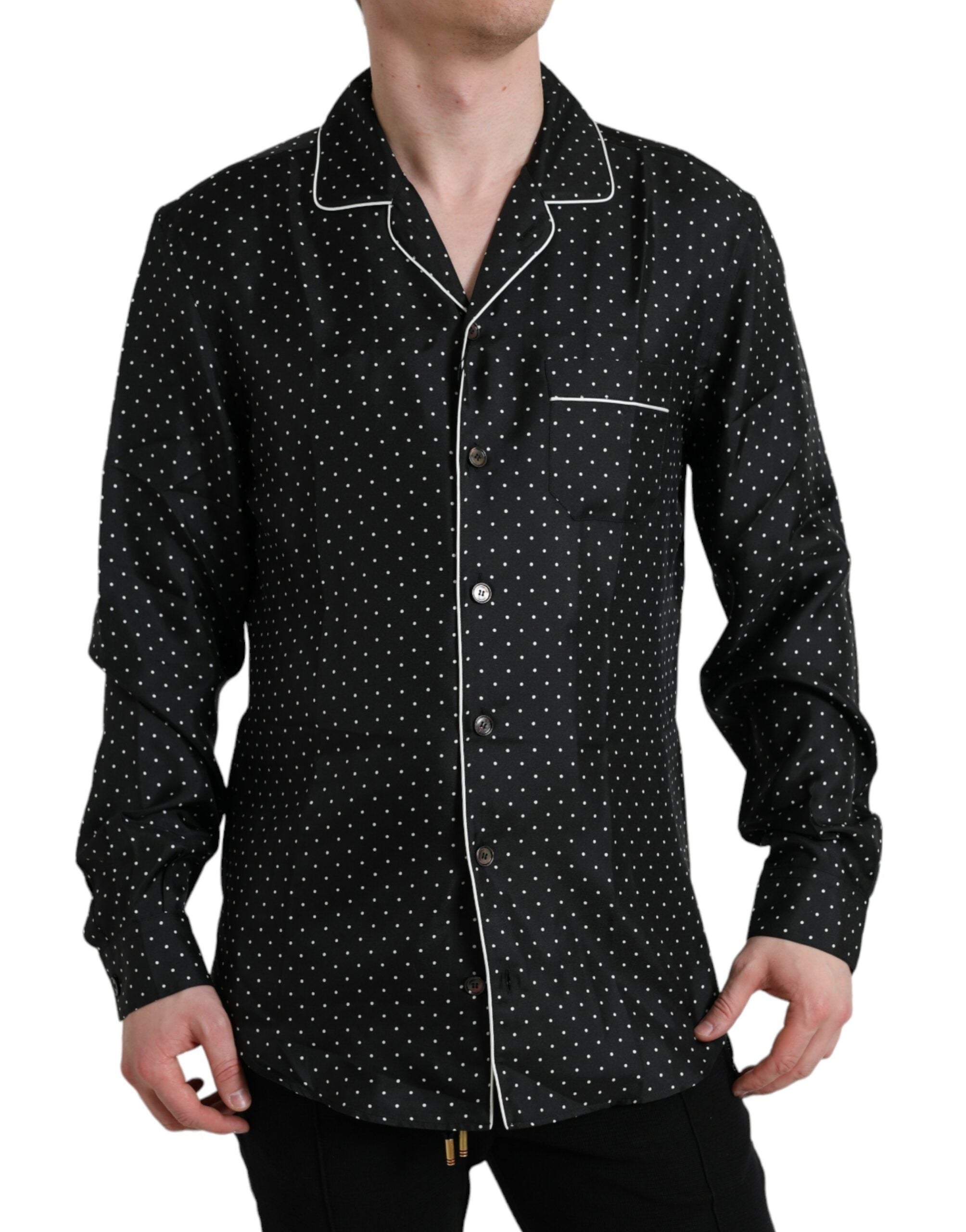 Polka Dot Silk Shirt — Black