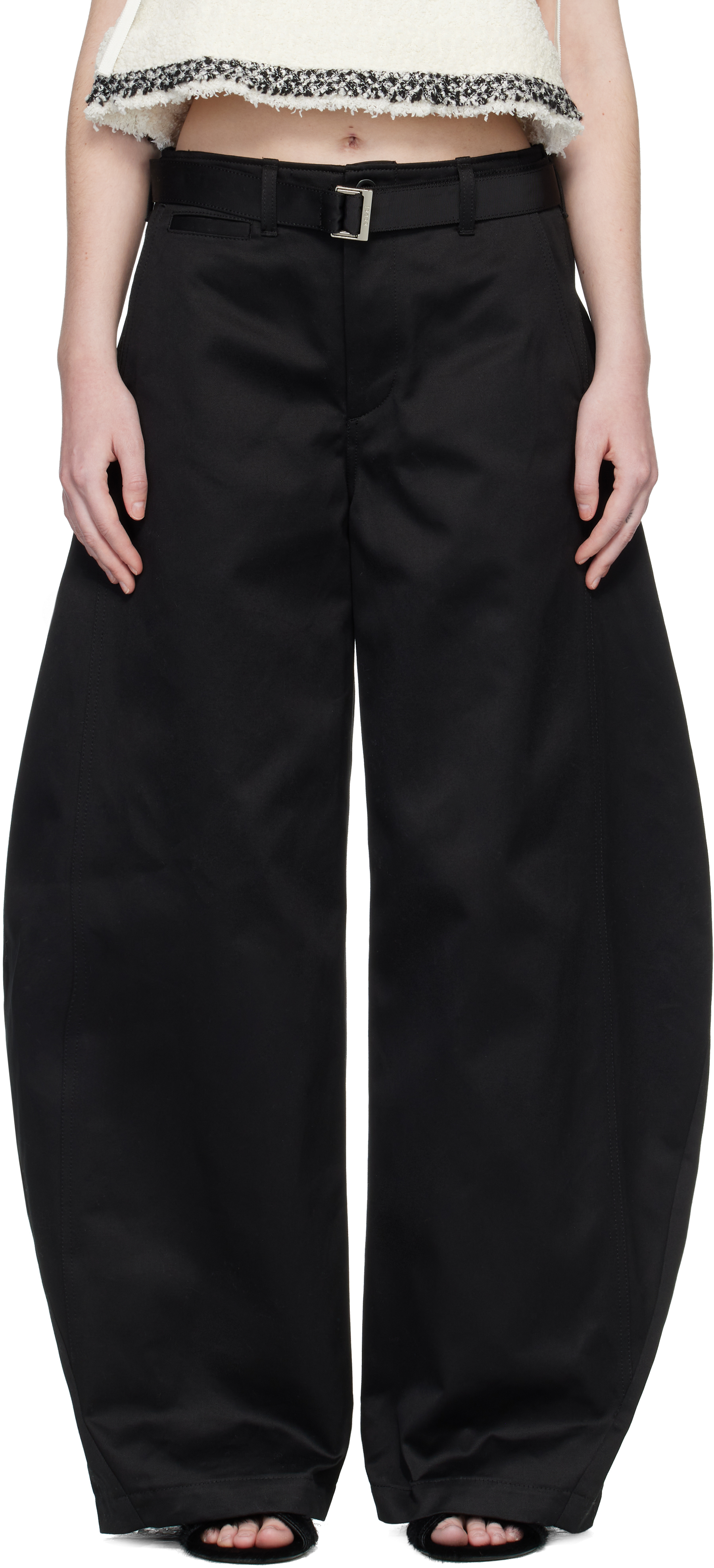 Black Cotton Chino Trousers
