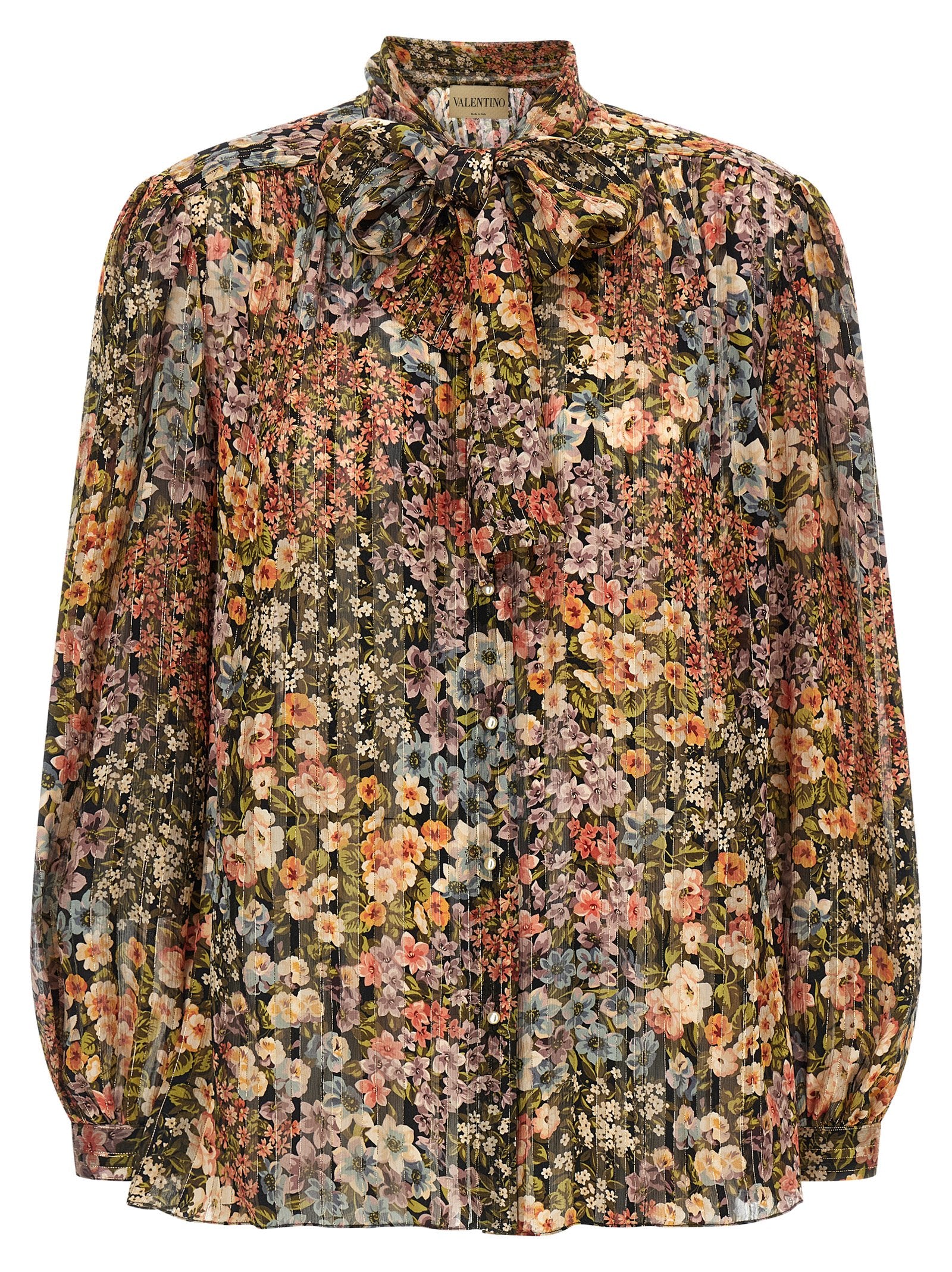 Floral Print Silk Blouse — Multicolor