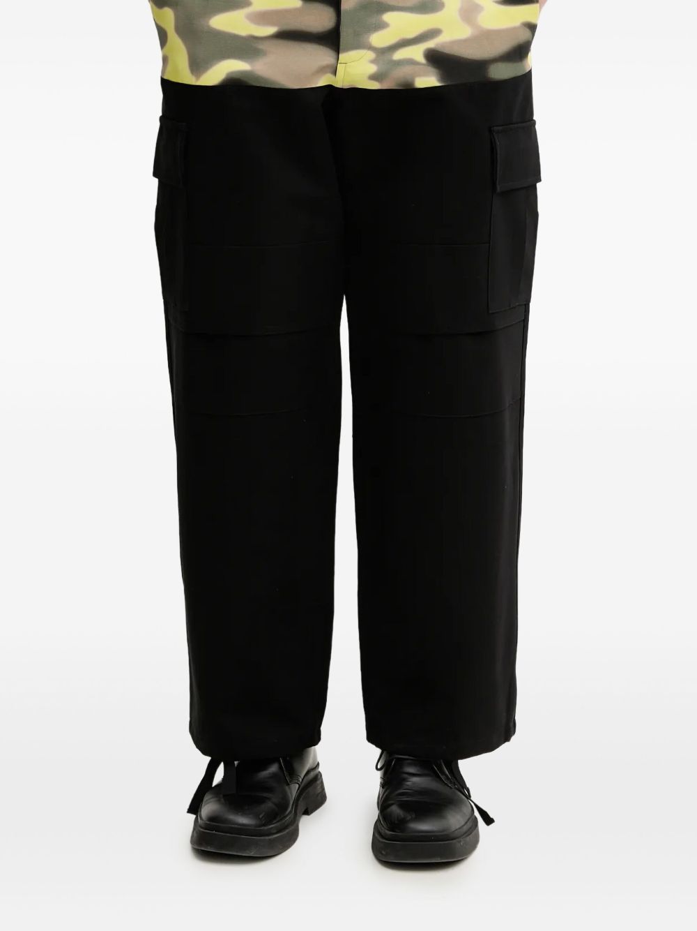 Camouflage-panel wide-leg trousers - Black