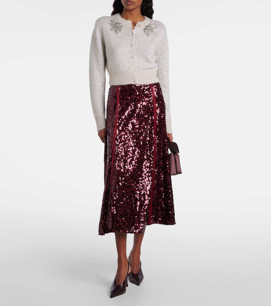 Embellished cropped alpaca-blend cardigan