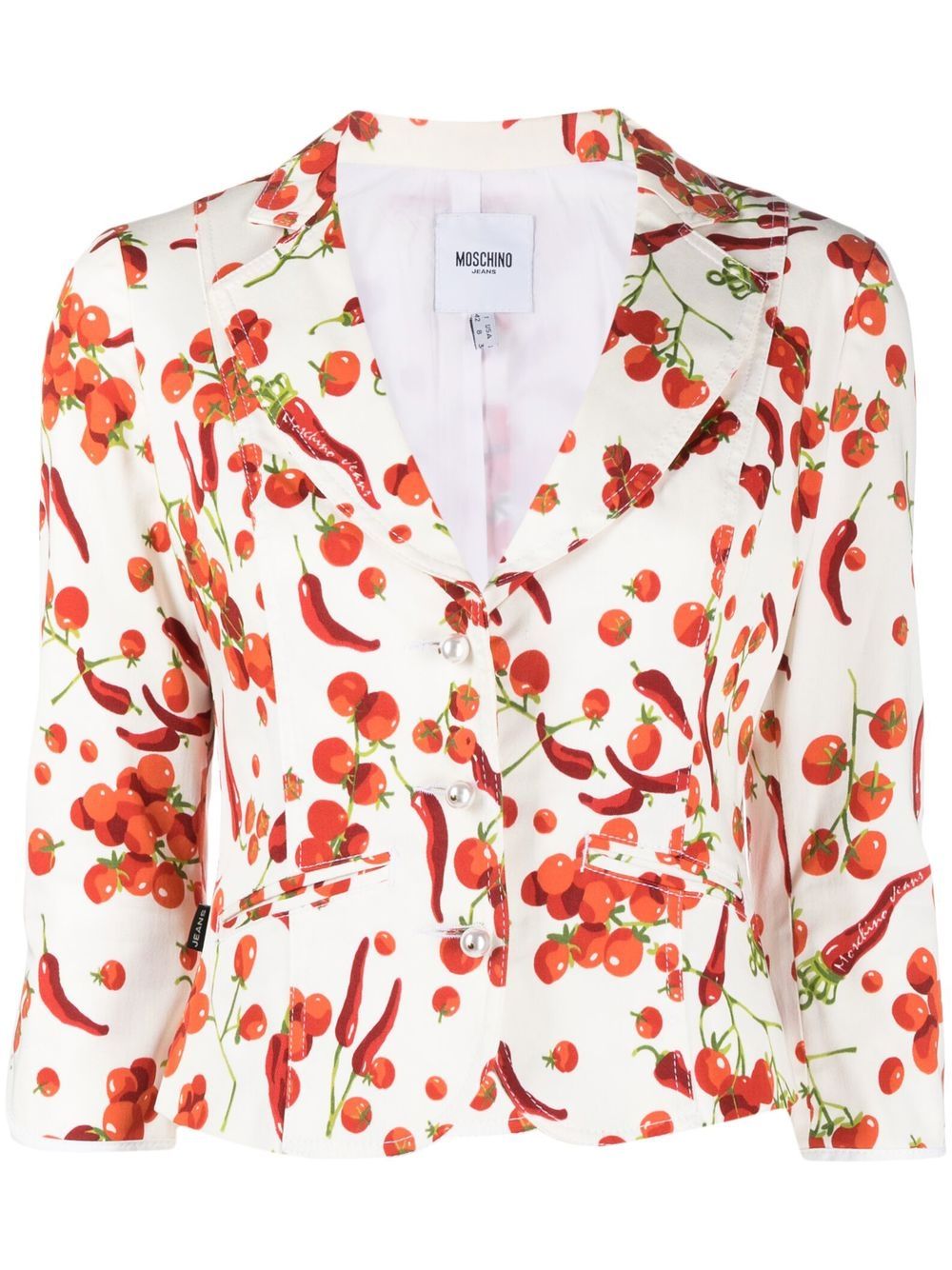 2000s fruit-print single-breasted jacket - White