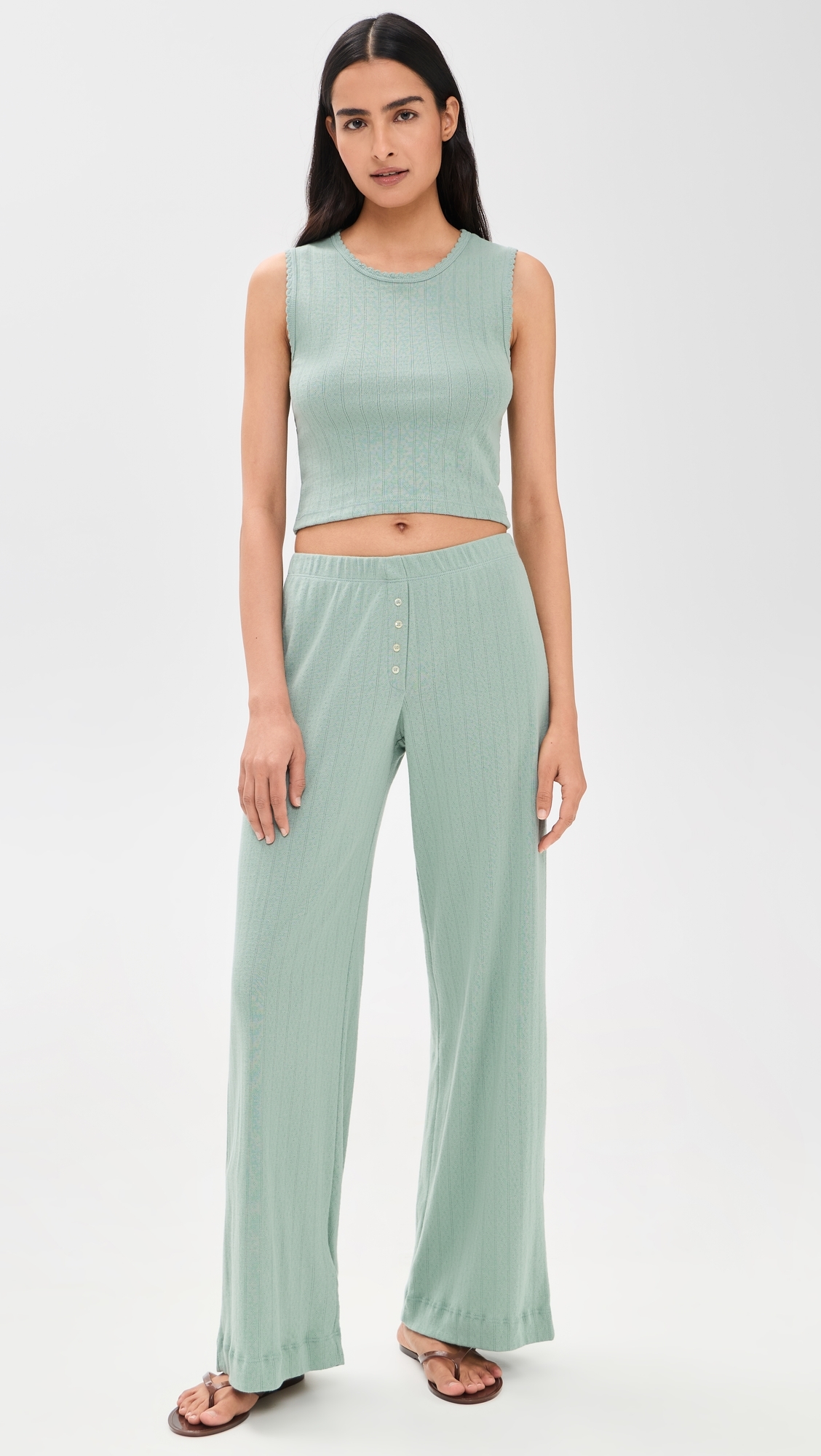 Pointelle Crew Tank Eucalyptus