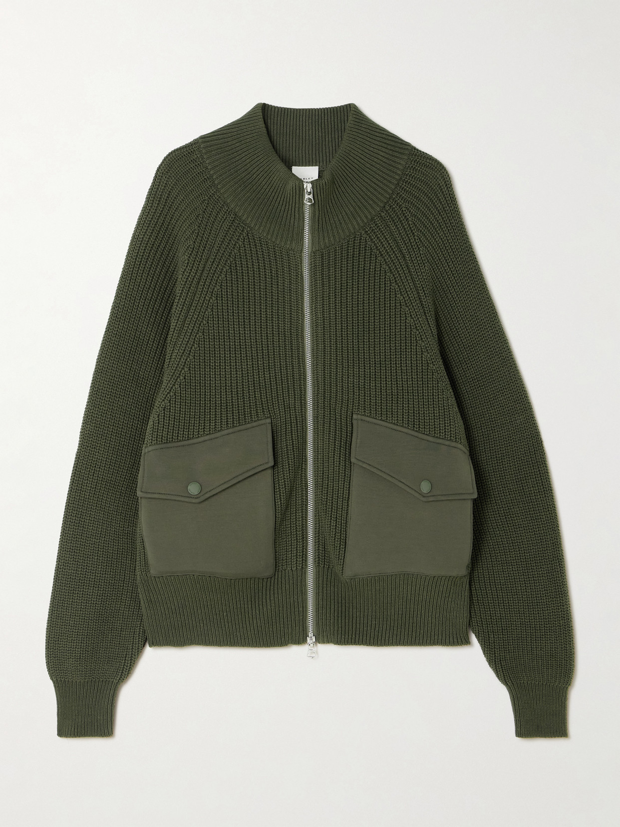 Tessa Doublesoft-trimmed Ribbed Cotton Cardigan - Green
