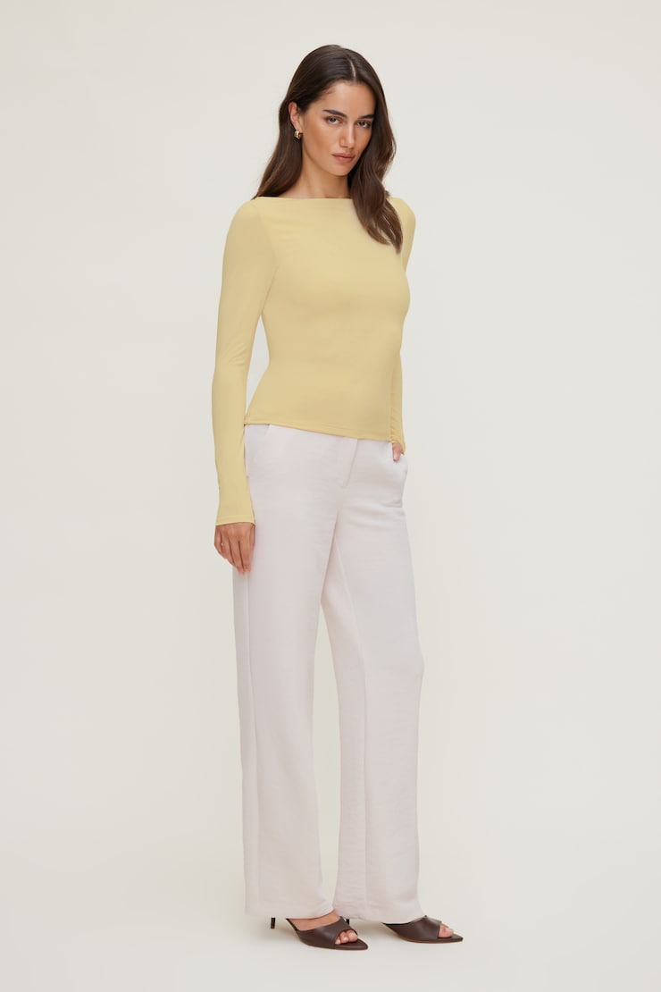 Nola Sculpt Long Sleeve Top - Yellow - Women Clothing