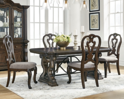 Maylee Dining Table and 4 Chairs, Dark Brown